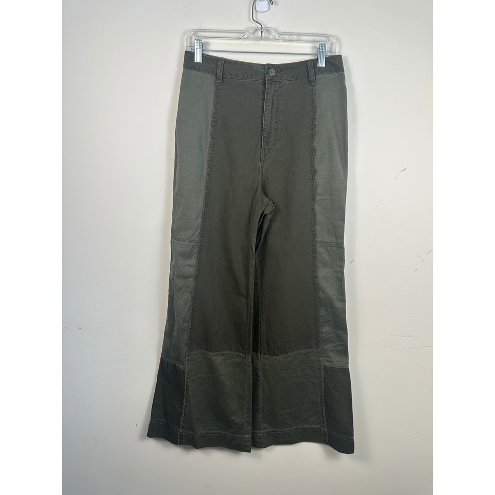 Free People Utility Pants Womens 29 Olive Green Excellent Patchwork Wide Leg